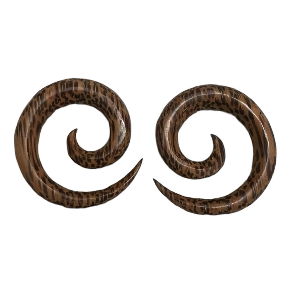 7mm Natural Wood Spiral Ear Gauge Expander Stretcher Hanger NEW | Unisex